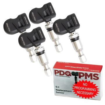 PDQ TPMS 315 MHZ Tire Pressure Sensor 4 Pack Metal Stem For Ford Lincoln Mercury Direct Replacement For OE Part # F2GZ-1A189-A | GL3T-1A180-GA | HC3Z-1A189-B | TPMS-39 | TPMS-42