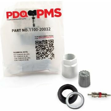 PDQ TPMS Service Kits | 12 Pack | Grommet Nut Washer Core Cap | Fits Equivalent to 1100 | 20032 | Used for OE Sensors