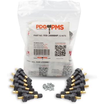 TPMS 12 PC OEM Sensor Service Kit Snap-in Tire Rubber Valve Stems Compatible High Pressure Fits 2017+ Ford F350 2020+ Transit 350 HD