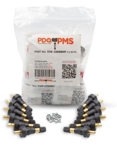 TPMS 12 PC OEM Sensor Service Kit Snap-in Tire Rubber Valve Stems Compatible High Pressure Fits 2017+ Ford F350 2020+ Transit 350 HD